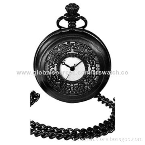 Long Chain Pocket Watch with Black Plating